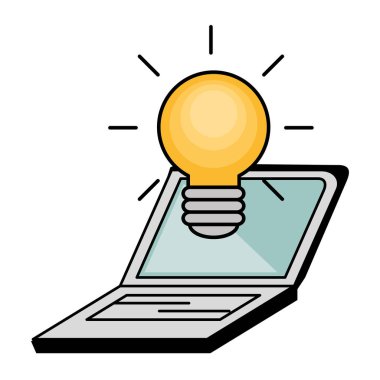 Ampul ve dizüstü bilgisayar simgesi