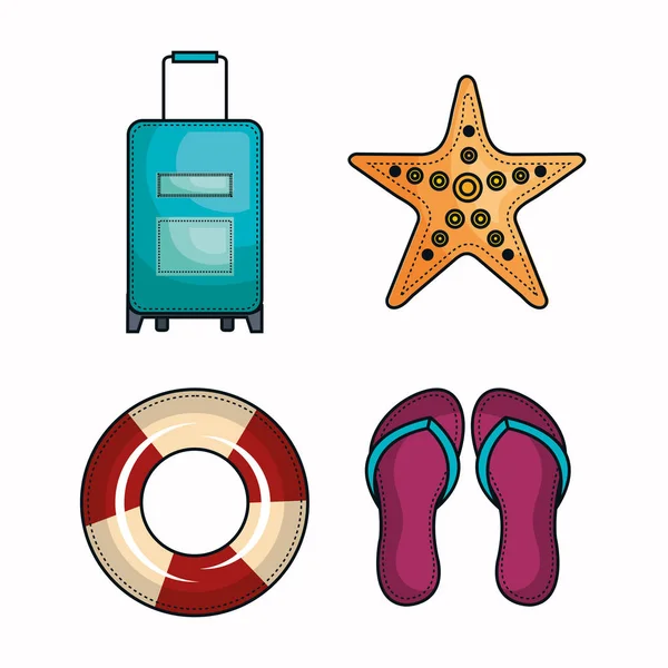 Vacation related objects — Stock Vector