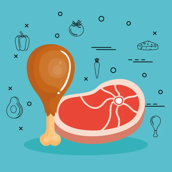 Lebensmittel mit Proteindesign — Stockvektor