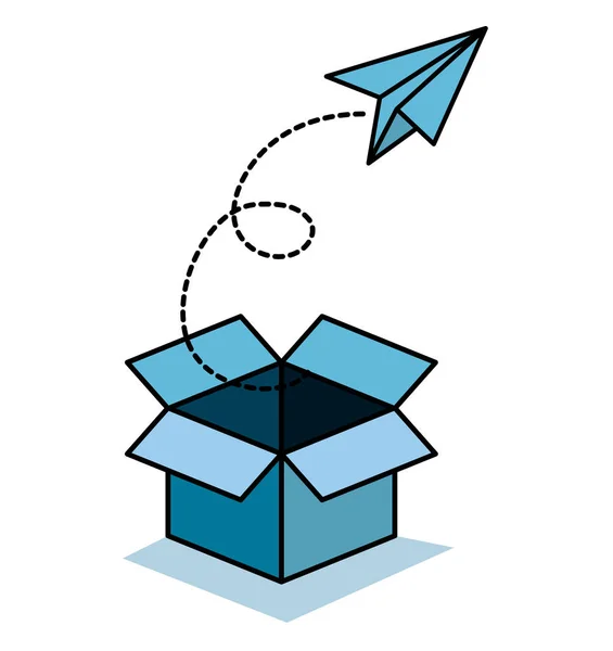 Schachtel und Papierflieger-Symbol — Stockvektor