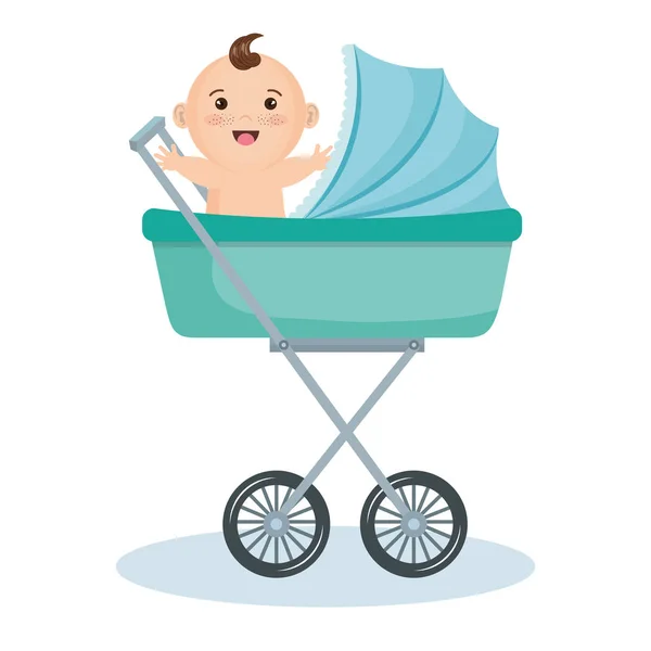 Cute baby in stroller — Stock Vector