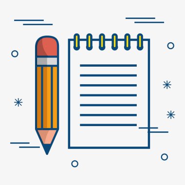 Not defteri ve kalem simgesi.