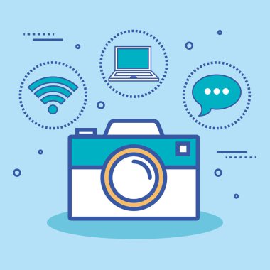 Internet teknolojisi düz Icons set