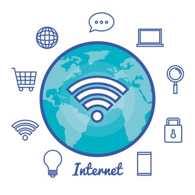 Internet teknolojisi düz Icons set