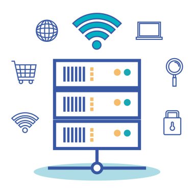 Internet teknolojisi düz Icons set