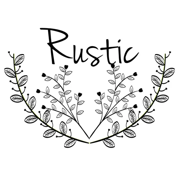 Ρουστίκ σημάδι με φύλλα. — Διανυσματικό Αρχείο