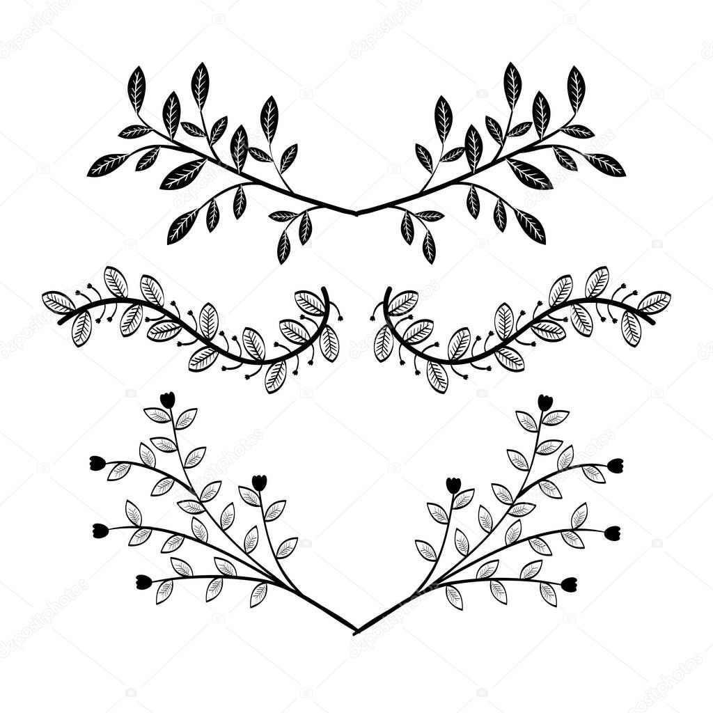 Set Of Decorative Hand Drawn Borders With Leaves Over White Background Vector Illustration Premium Vector In Adobe Illustrator Ai Ai Format Encapsulated Postscript Eps Eps Format