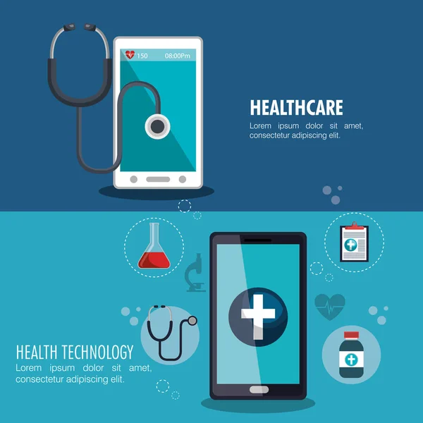 Dijital sağlık teknoloji simgesi — Stok Vektör