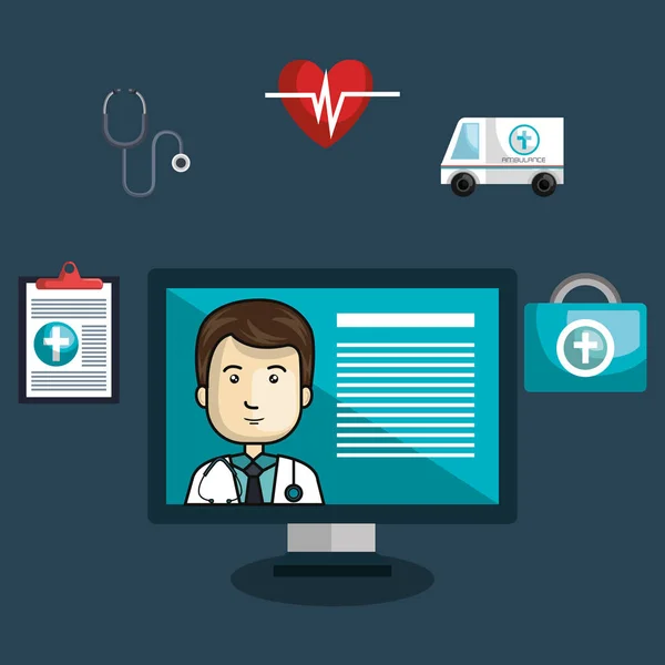 Digital healthcare technology icon — Stock Vector