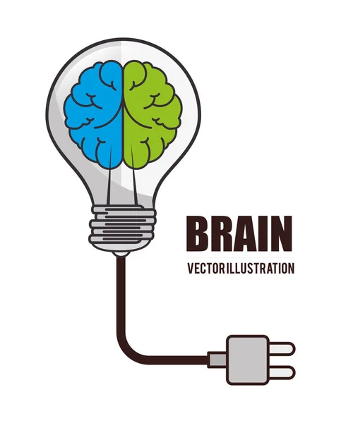 Dessin animé cerveau idée conception créative isolé — Image vectorielle