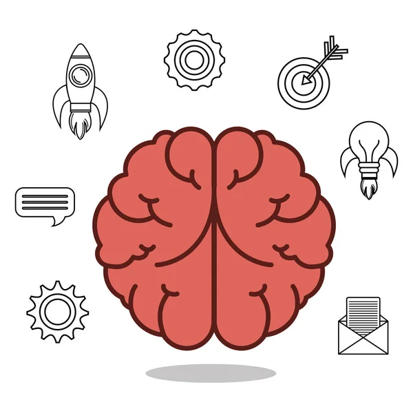 Idea del cerebro de dibujos animados diseño creativo aislado — Vector de stock