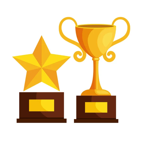 Trofee cup en star-onderscheiding pictogram — Stockvector