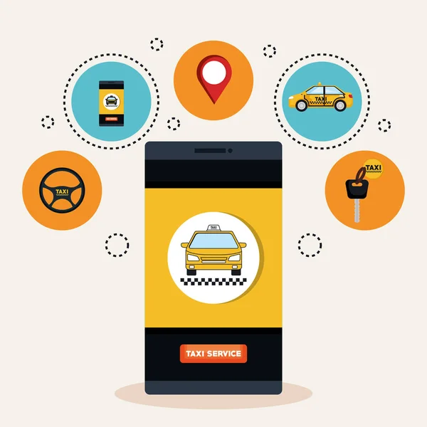 Online service smartphone applikation taxitransport — Stock vektor