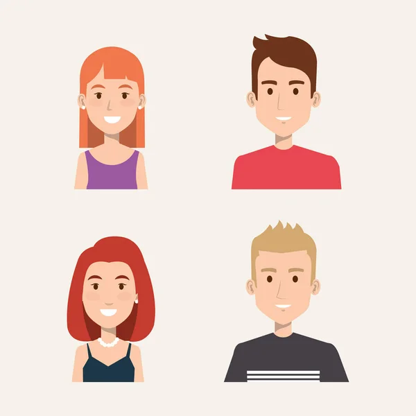 Group of people students portrait young style — Stock Vector