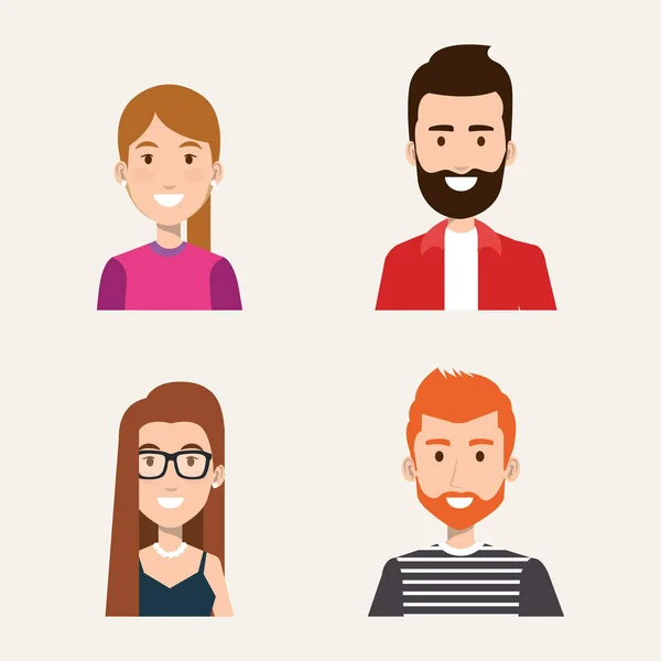 Group of people students portrait young style — Stock Vector