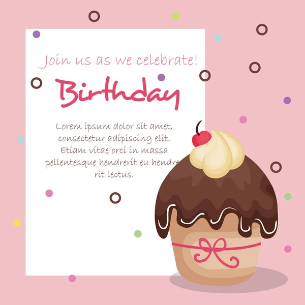Carte d'anniversaire avec cupcake — Image vectorielle