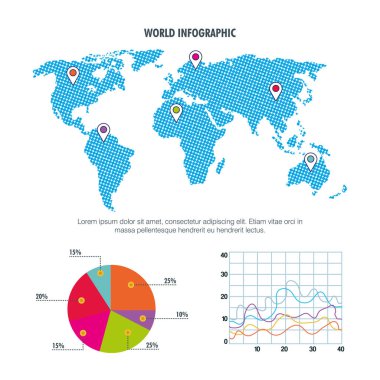 Dünya harita Infographic pasta grafiği grafik