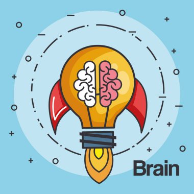 Roket ampul şekli ve beyin işe başlamak kavramı
