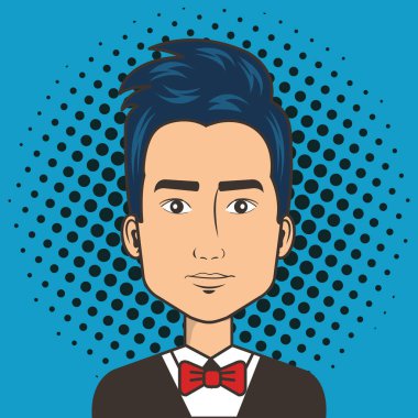 Adam suratına bir çizgi film pop art comic stili