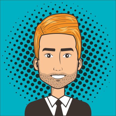 Adam suratına bir çizgi film pop art comic stili