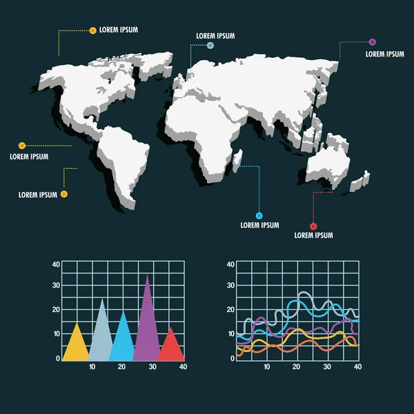 Інфографічна інформаційна мережа світової карти — стоковий вектор