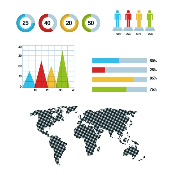 Világ megjelenítése infographic kördiagram grafikon — Stock Vector