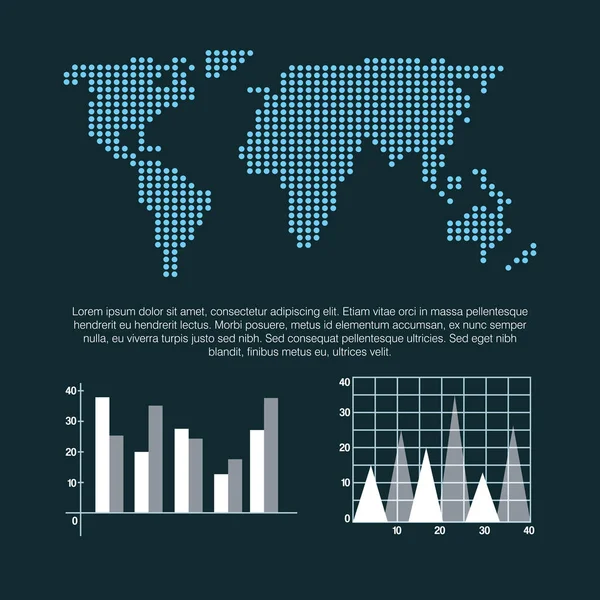 Dünya harita Infographic bilgi rapor ağı — Stok Vektör