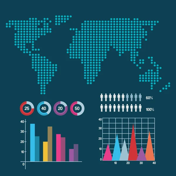 Mapa do mundo infográfico relatório de rede —  Vetores de Stock