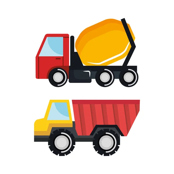 Set construction vehicle transport work machine — Stock Vector