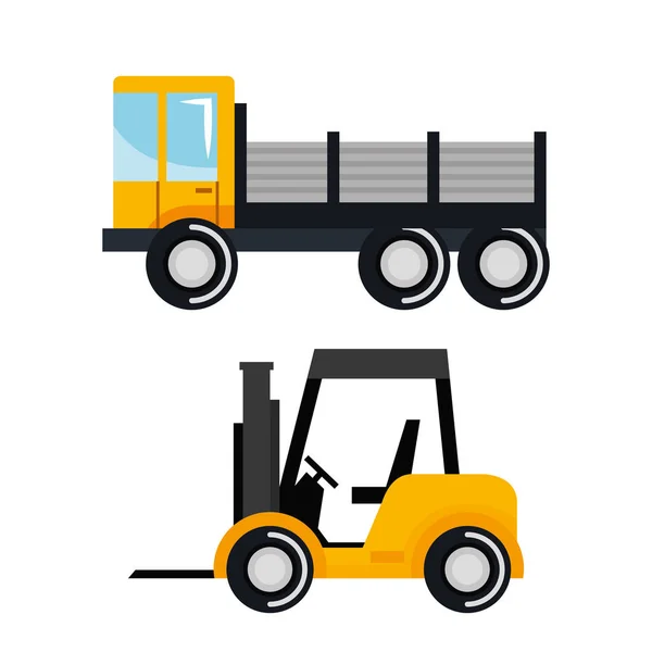 Conjunto de construção veículo transporte máquina de trabalho — Vetor de Stock