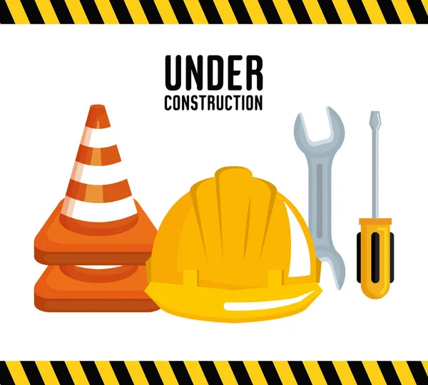 Under construction equipment tools hardwork — Stock Vector