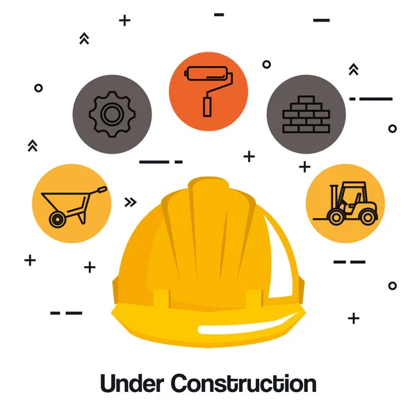 Under construction helmet hard work tools icon — Stock Vector