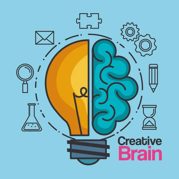 Creative brain idea lightbulb innovation — Stock Vector