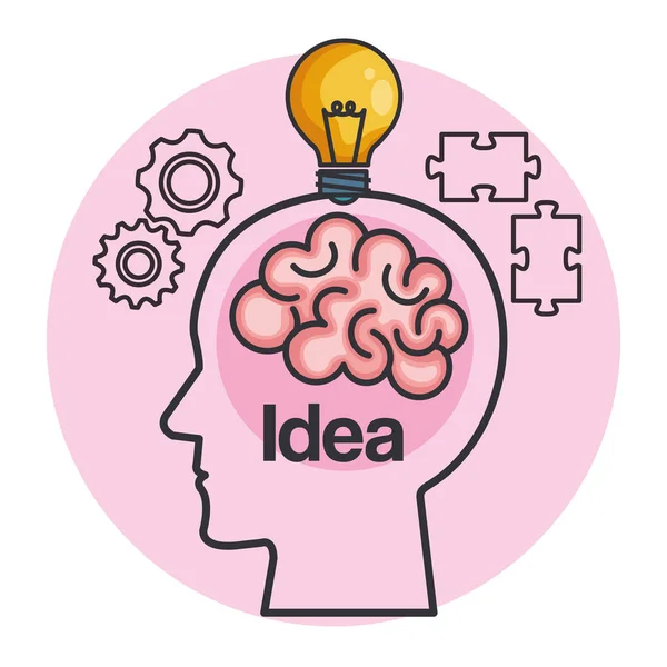 Human head creating a new idea — Stock Vector