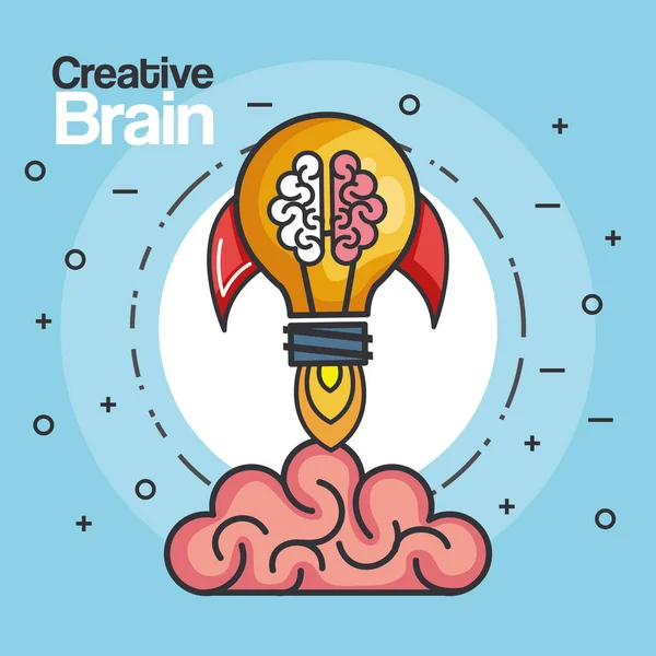 Creative brain rocket strategy idea innovation — Stock Vector