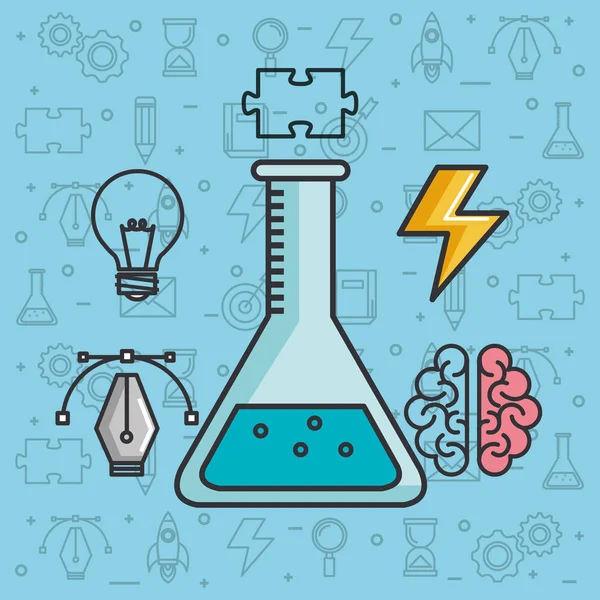 创造性的解答科学脑子知识 — 图库矢量图片