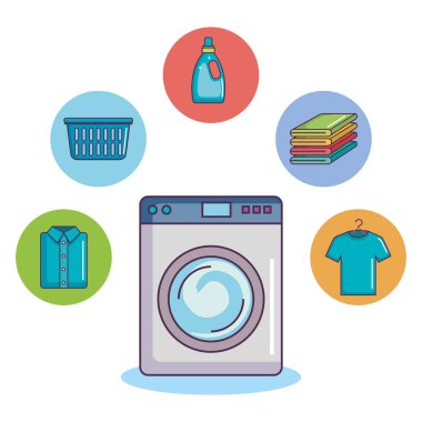 Giysi havlu sepeti sabun ile çamaşır makinesi