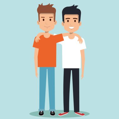 En iyi arkadaş mutlu gülümseyerek sarılma iki erkek