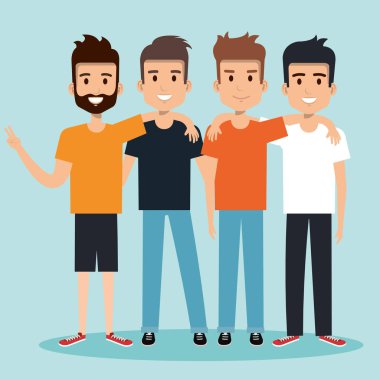 genç erkek arkadaşlarım mutlu sarılma