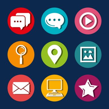 koleksiyon Internet simgeleri web düğmeleri koyu arka plan üzerinde yuvarlak