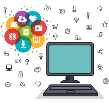 bilgisayar web ve Sosyal Medya simgeler öğeleri