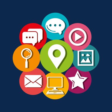 sosyal medya simgeleri renkli işaretçi kümesi