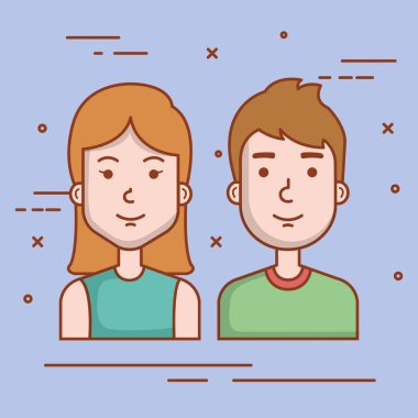 Genç çift avatarlar karakter portre insanlar