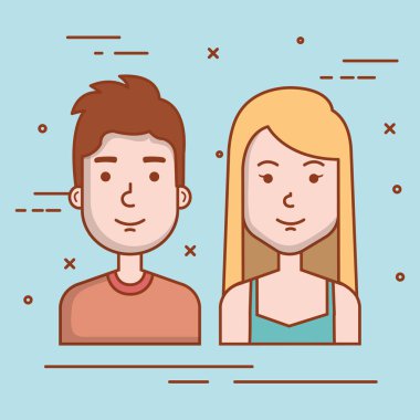 Genç çift avatarlar karakter portre insanlar