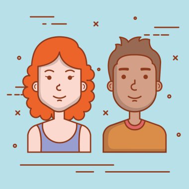 Genç çift avatarlar karakter portre insanlar