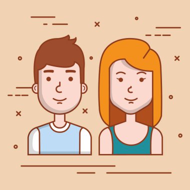 Genç çift avatarlar karakter portre insanlar