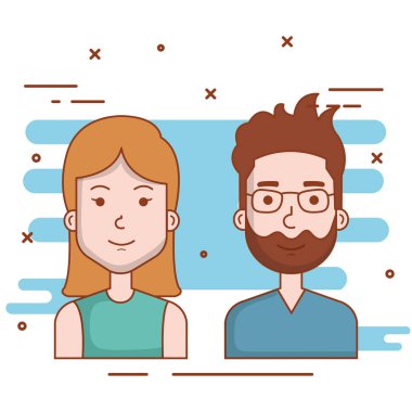 Genç çift avatarlar karakter portre insanlar