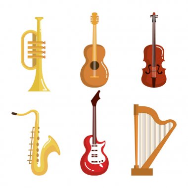 müzik aletleri olay sembolleri vektör kümesi