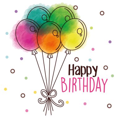 mutlu doğum günü kartı balonlar parti ile
