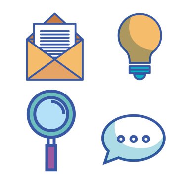 Internet teknolojisi düz Icons set